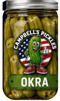 A jar of Campbell's Pickles Okra
